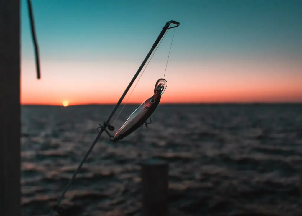 Fishing lure at sunset