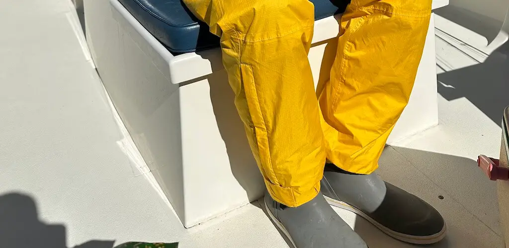 Fisherman wearing Fishing Boots on a Boat