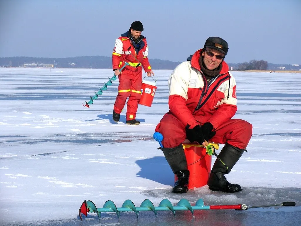 Ice Fisherman in Action