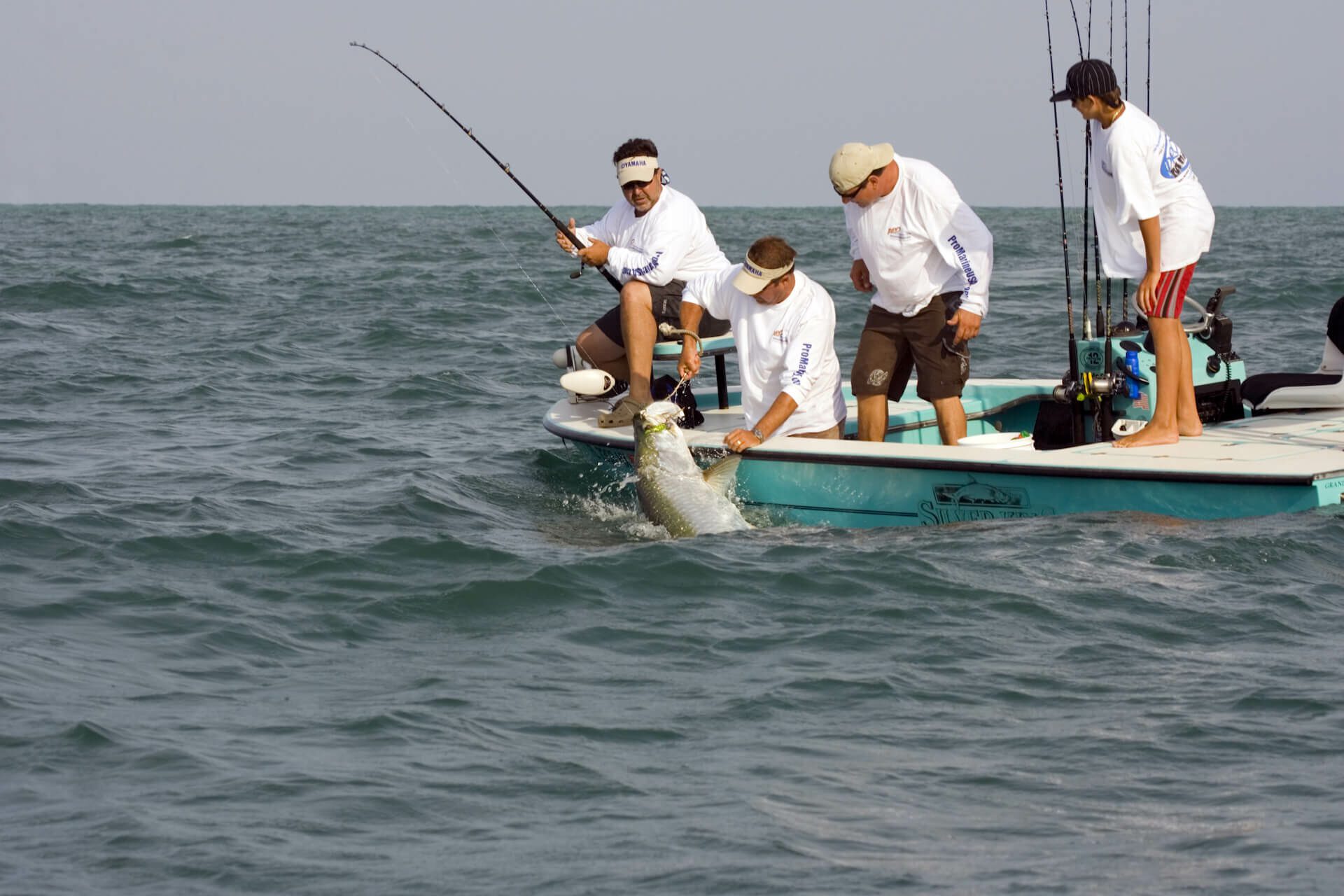 Can You Eat Tarpon Fish: Fishermen releasing a Tarpon from a boat
