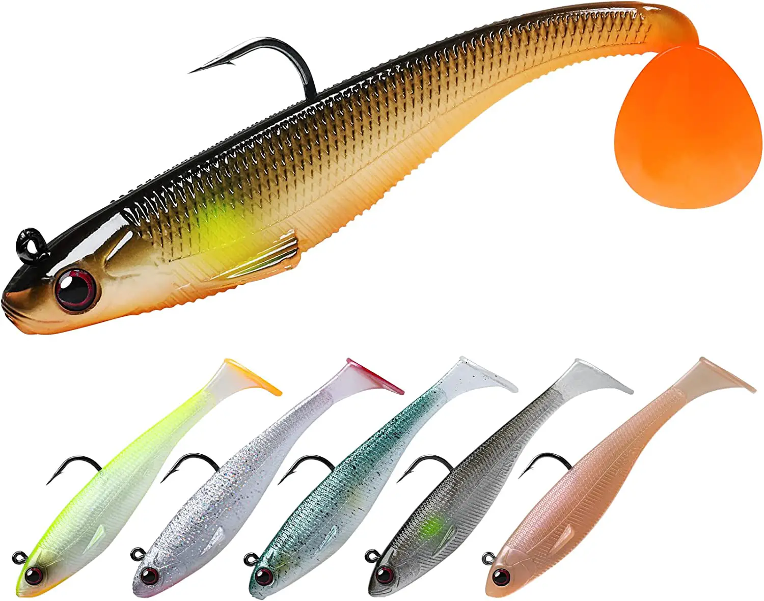 TRUSCEND Pre-Rigged Jig Head Soft Fishing Lures