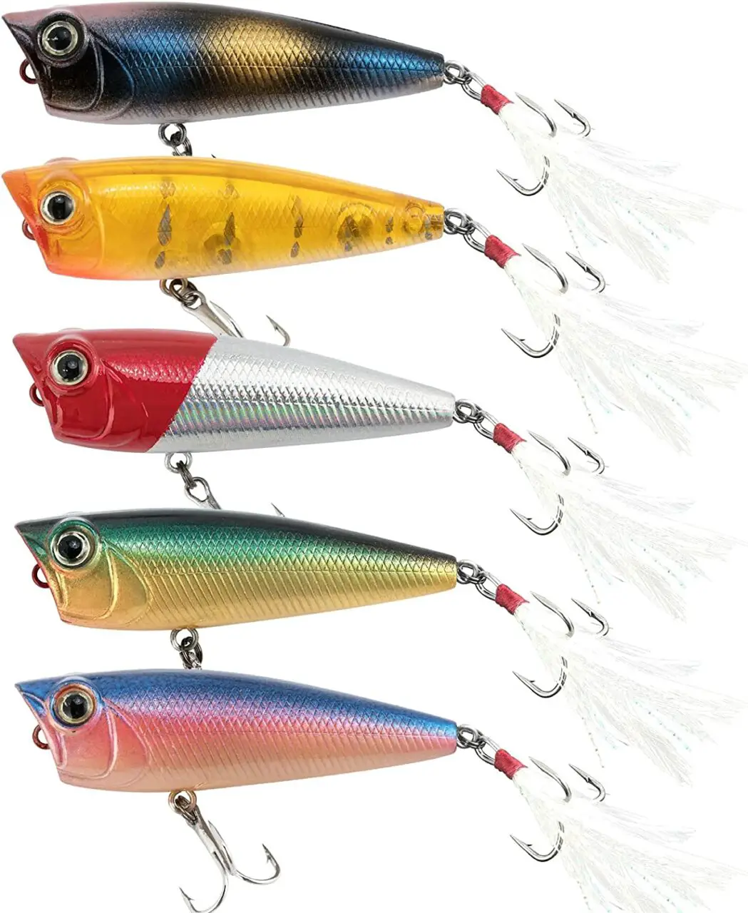 Alwonder 5 Pack Fishing Popper Lure Best Topwater Bass Lures