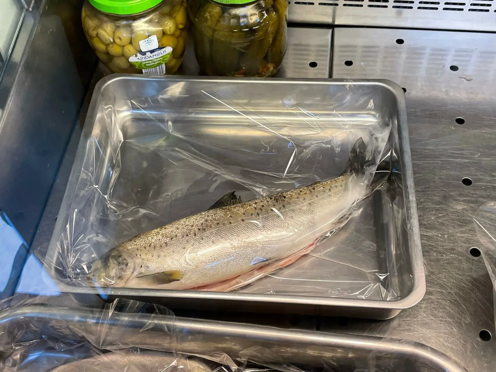 Fresh Trout on a metal plate