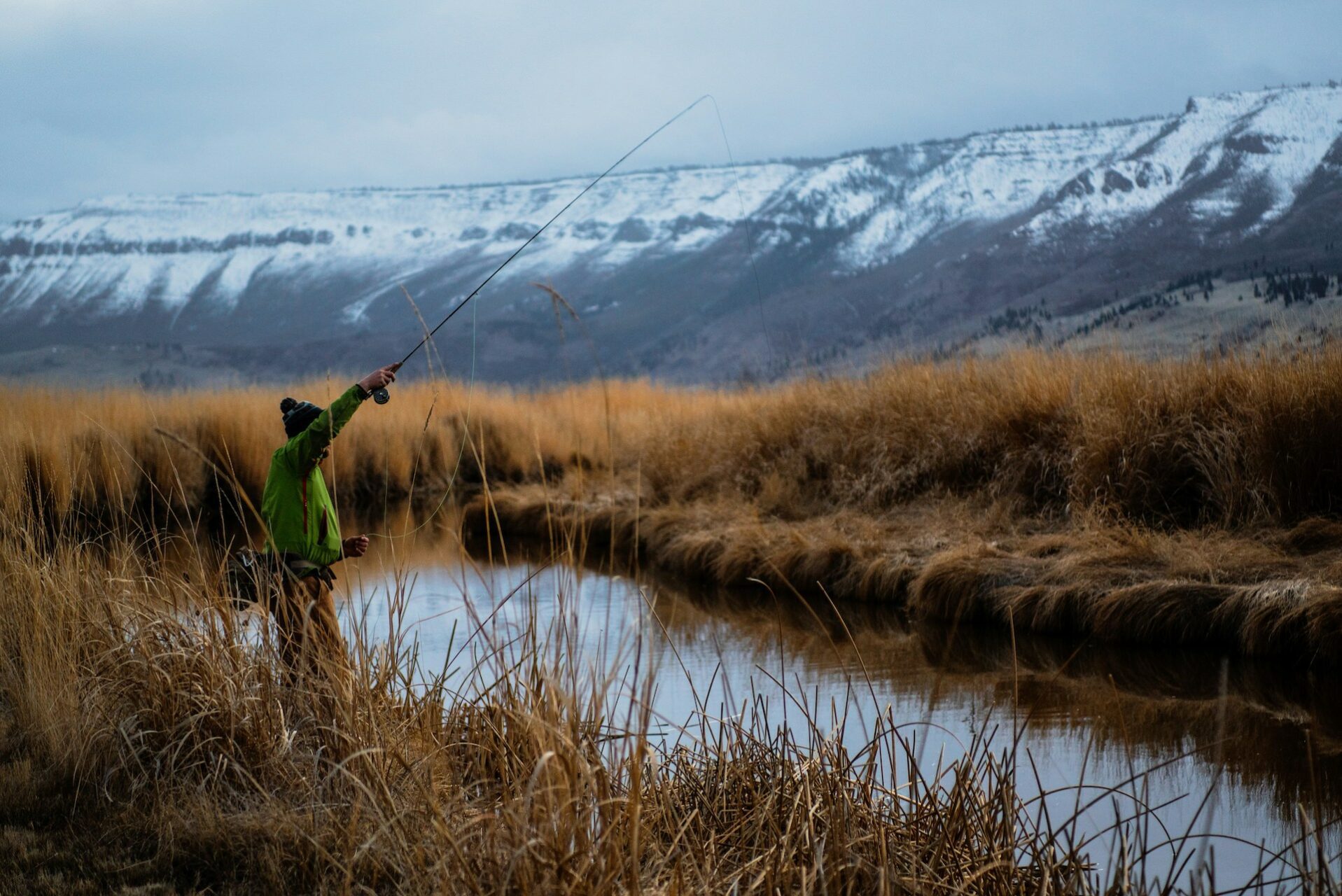 trout fly fishing in winter